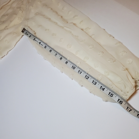 Lulus Frill Factor Cream Dotted Sheer Sleeve Romper Sz XS - Picture 10 of 17